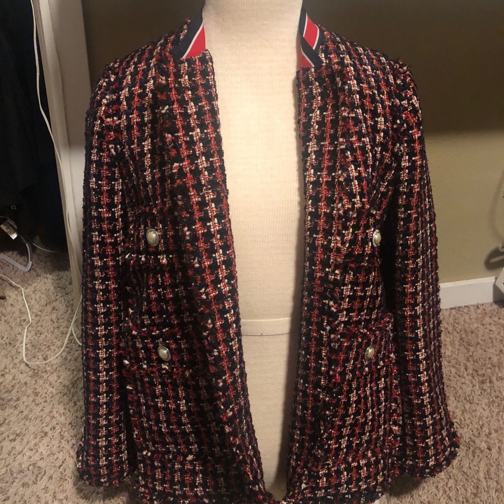 Zara red, white and blue blazer